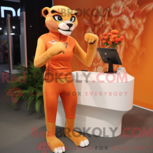 Orange Puma mascot costume...