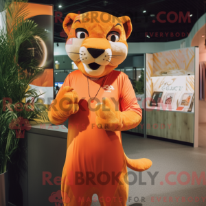 Orange Puma mascot costume...