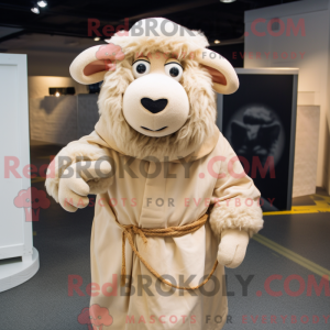 Beige Sheep mascot costume...