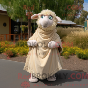 Beige Sheep mascot costume...