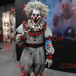 Gray Evil Clown mascot...