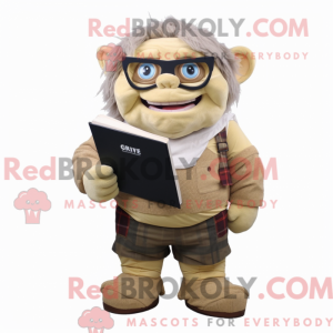 Beige Ogre maskotdraktfigur...