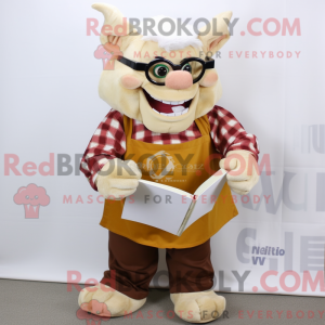 Beige Ogre maskotdraktfigur...