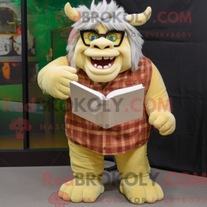 Beige Ogre mascot costume...