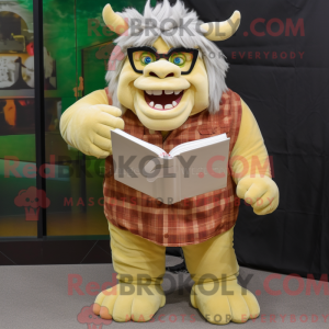 Beige Ogre maskotdraktfigur...