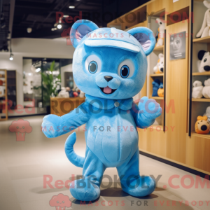 Sky Blue Cat mascot costume...