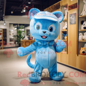 Sky Blue Cat maskot kostume...