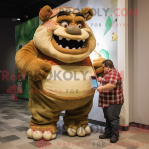 Tan Ogre maskot kostume...