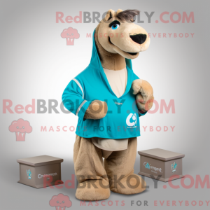Cyan Camel maskot kostume...