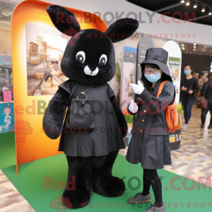 Sort kanin maskot kostume...