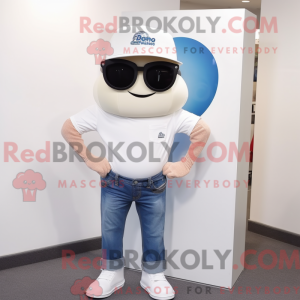 Hvid Cyclops maskot kostume...