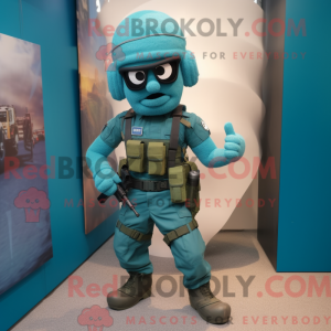 Cyan Para Commando mascot...