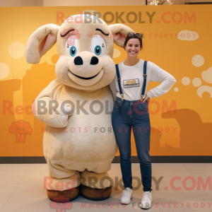 Beige Ram maskot kostume...