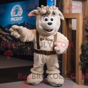 Beige Ram maskot kostume...