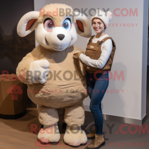 Beige Ram mascot costume...