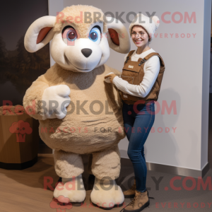 Beige Ram maskot kostyme...