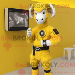 Yellow Ram maskot kostume...