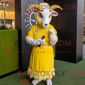 Yellow Ram maskot kostume...