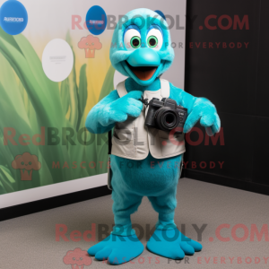 Teal Camera mascottekostuum...