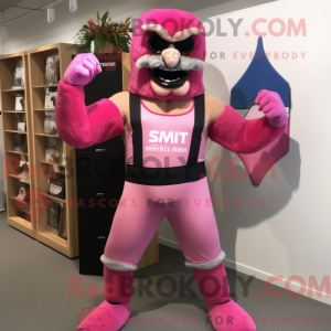 Pink Acrobat maskot kostume...