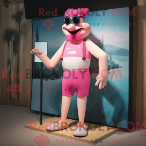 Pink Acrobat maskot kostume...