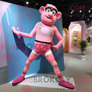 Pink Acrobat maskot kostume...