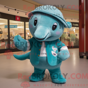 Teal Whale Maskottchen...