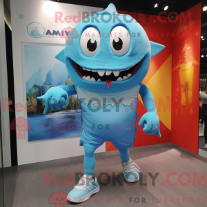 Sky Blue Piranha mascot...