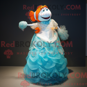 Turquoise Clown Fish mascot...