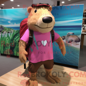 Pink Capybara maskot...