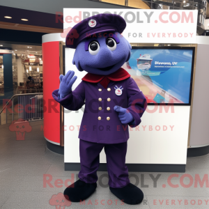 Navy Plum mascot costume...