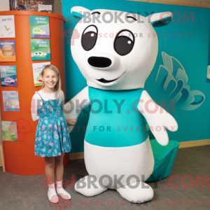 Teal Ermine mascot costume...