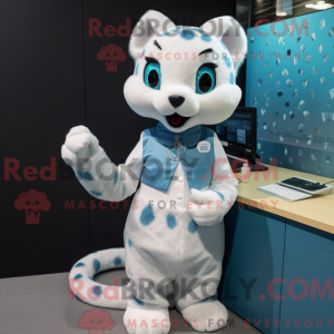 Teal Ermine mascot costume...