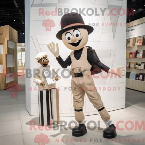 Tan Mime maskot kostume...