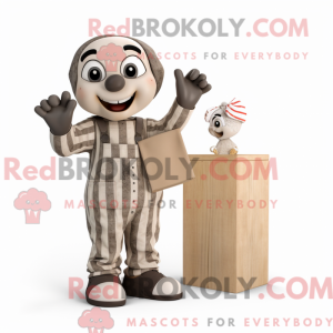 Tan Mime maskot kostume...