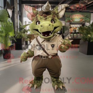 Oliven Triceratops maskot...
