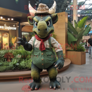 Oliven Triceratops maskot...