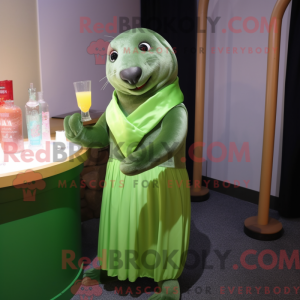 Lime Green Sea Lion mascot...