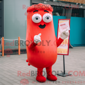 Maskottchenkostüm mit rot...