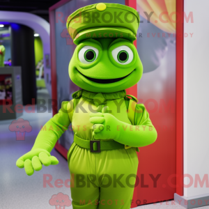 Lime Green Soldier mascot...