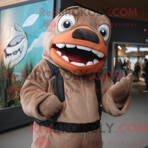 Brown Salmon mascot costume...