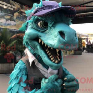 Cyan Utahraptor Maskottchen...