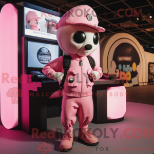 Pink computer maskot...