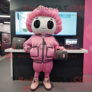 Pink computer maskot...