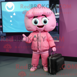 Pink computer maskot...