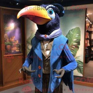 Blå Toucan maskot kostume...