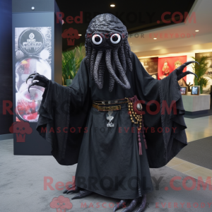 Sort Kraken maskot kostume...