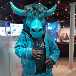 Cyan Minotaurus Maskottchen...