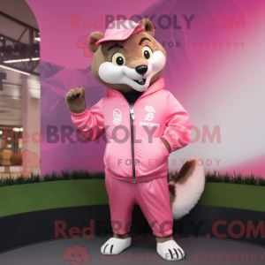 Pink Marten maskot kostume...