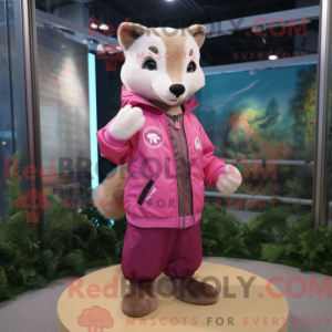 Pink Marten maskot kostume...